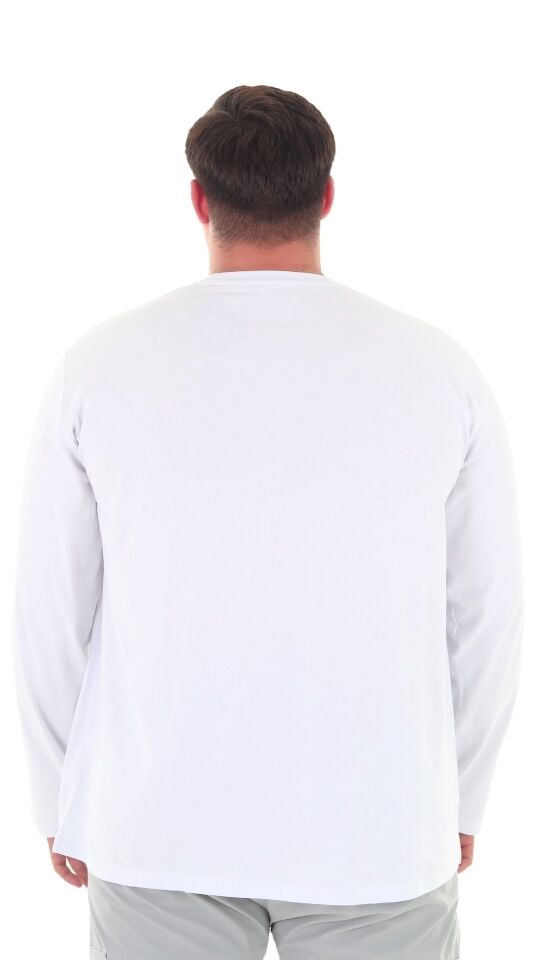 Erkek 115-155 Kilo Arası İçin Uygun Uzun Kol Bisiklet Yaka Mevsimlik Baskılı İnce Sweatshirt