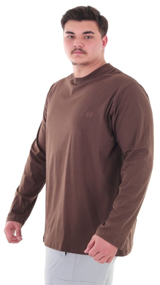 Erkek 115-155 Kilo Arası İçin Uygun Uzun Kol Bisiklet Yaka Mevsimlik Düz Renk İnce Sweatshirt