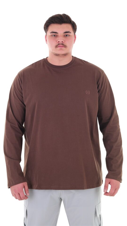 Erkek 115-155 Kilo Arası İçin Uygun Uzun Kol Bisiklet Yaka Mevsimlik Düz Renk İnce Sweatshirt