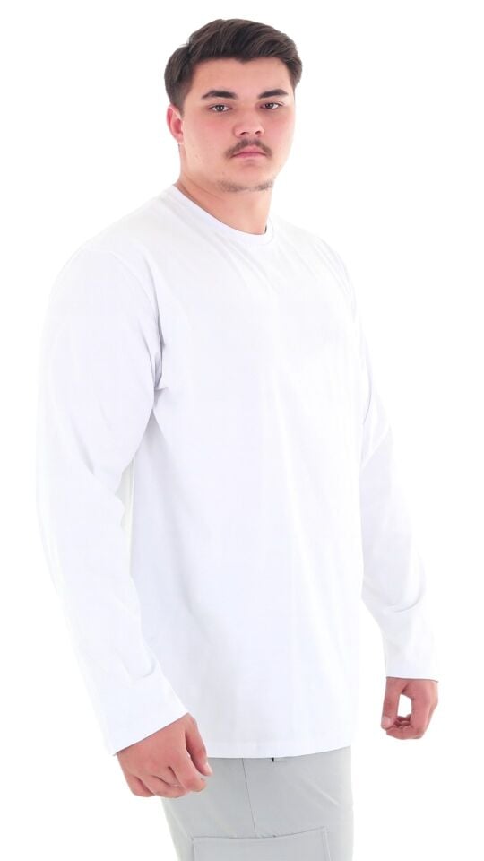 Erkek 115-155 Kilo Arası İçin Uygun Uzun Kol Bisiklet Yaka Mevsimlik Düz Renk İnce Sweatshirt