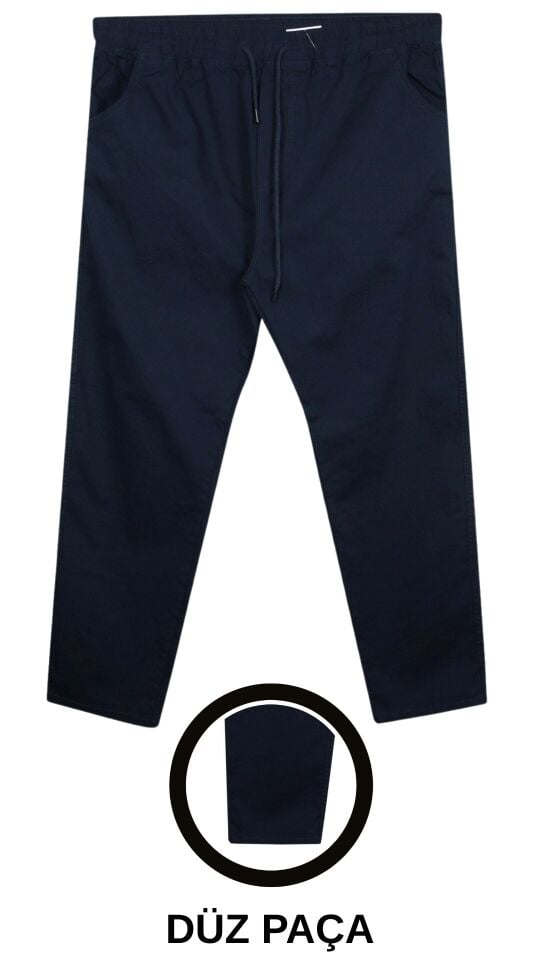 Erkek 118 -156 Kilo Arası İçin Uygun Bağcıklı Battal Boy Gabardin Pantolon Lacivert