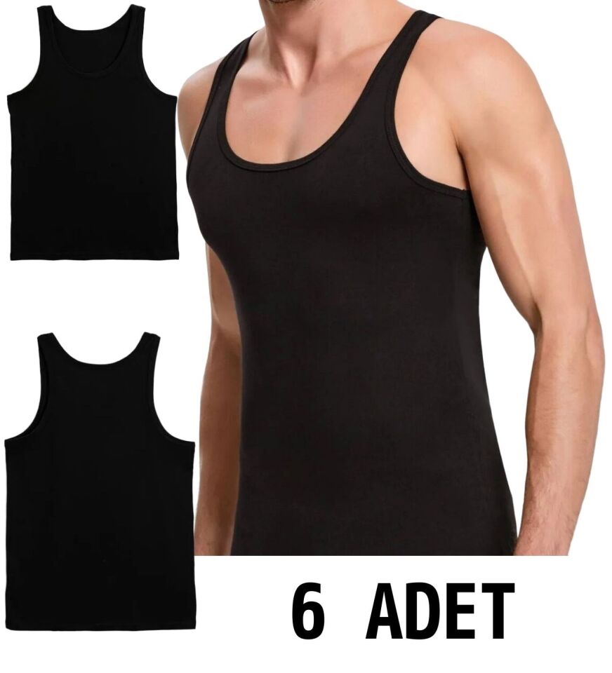 6 ADET ERKEK % 100 PAMUK ASKILI KLASİK ATLET
